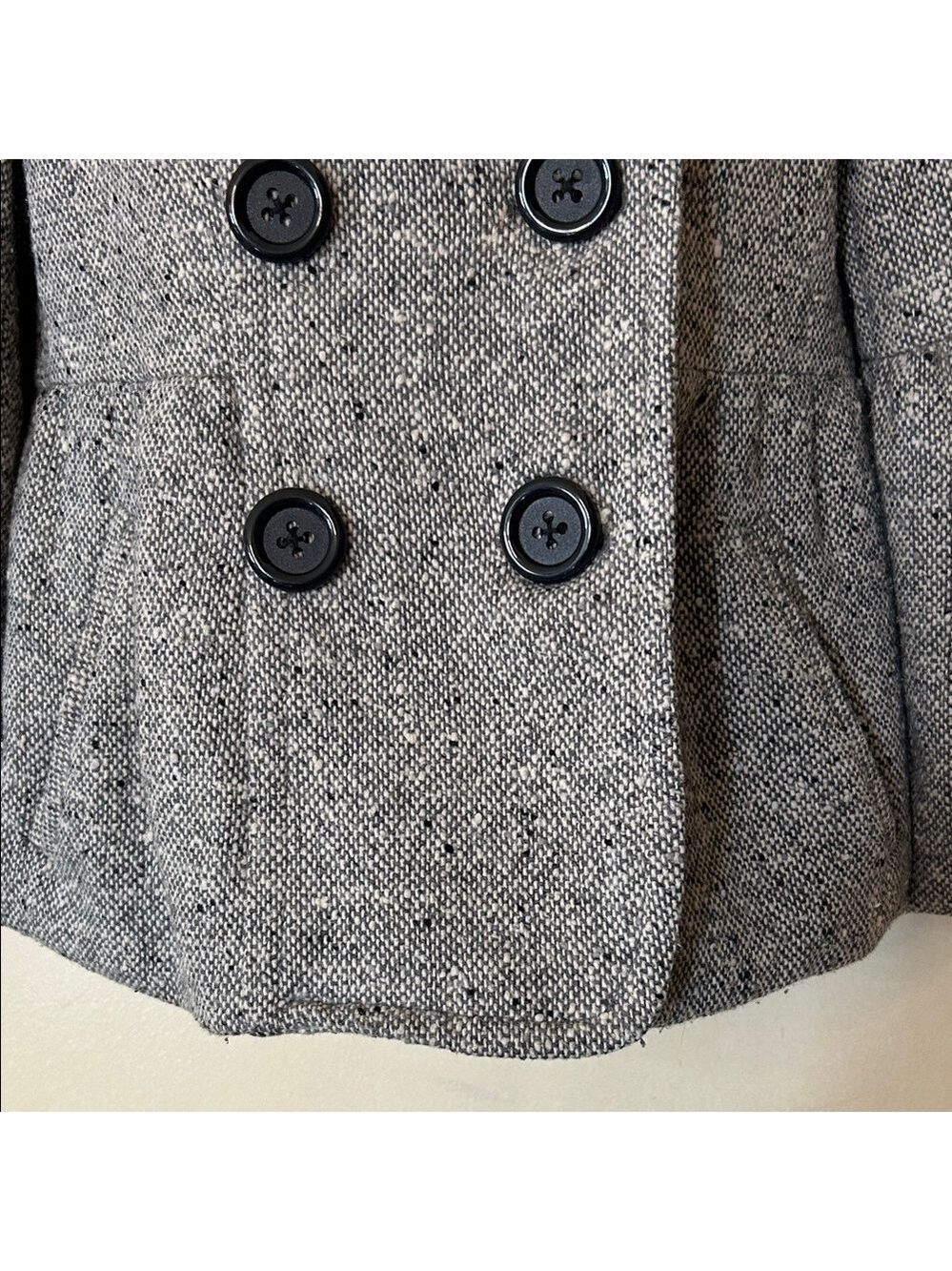 Olive des Olive Black and White Double-Breasted Tweed Jacket size S - Picture 4 of 11